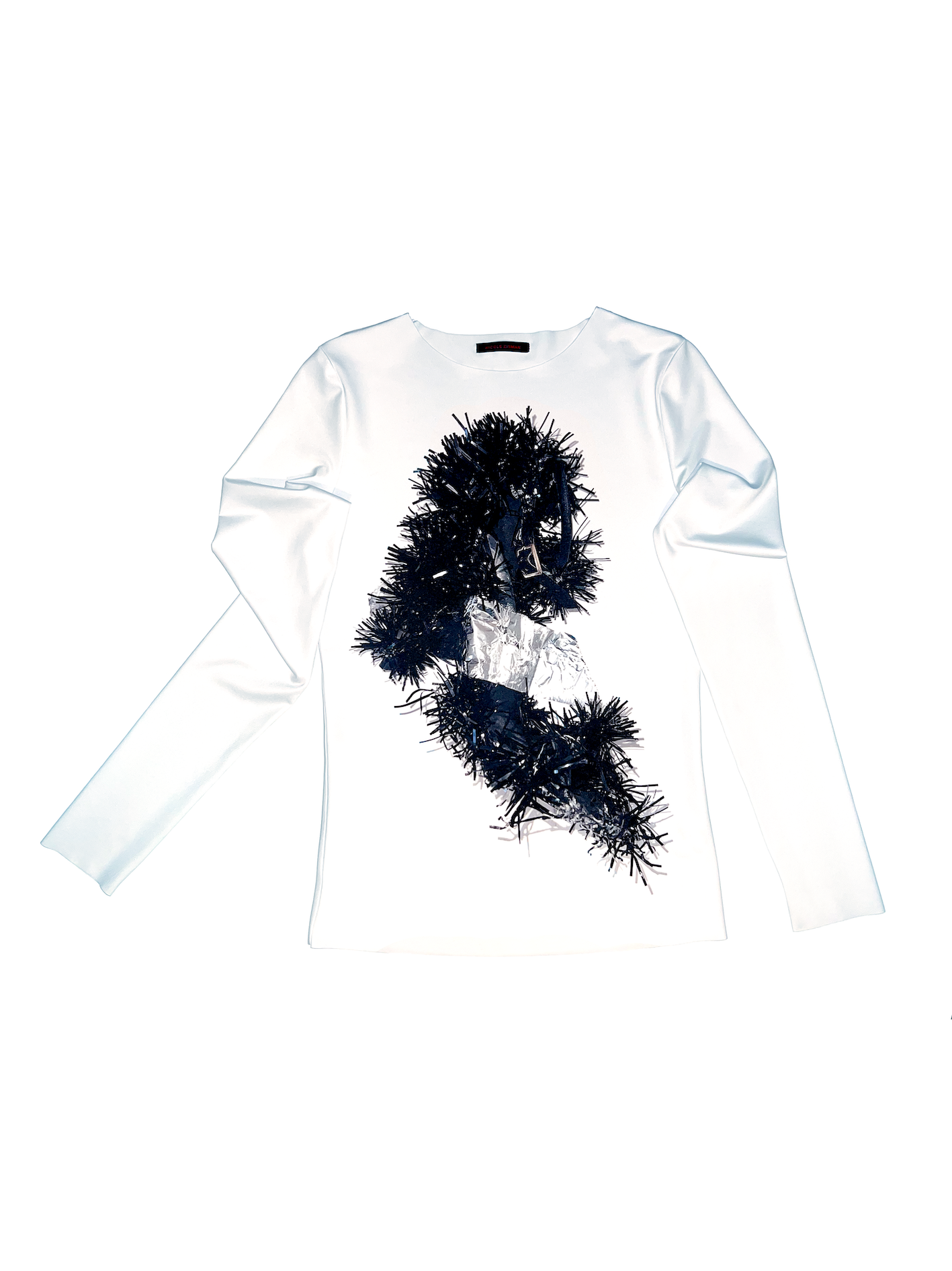 TINSEL HEEL TAPE JERSEY-PRINT TOP