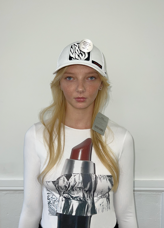 LIPSTICK TAPE JERSEY-PRINT TOP